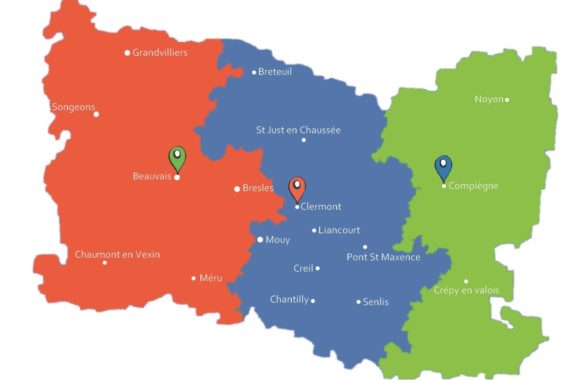 Les sites référencés sont à Beauvais, Clermont et Compiègne